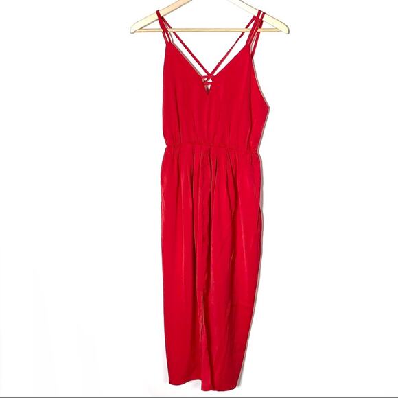 NWT Few Moda  Priscilla strappy red v neck midi slip dress size medium M - Picture 1 of 6